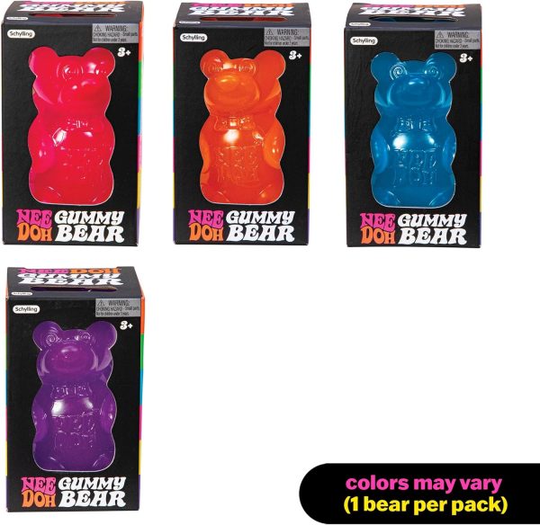 Schylling NeeDoh Gummy Bear - Sensory Fidget Toy with Jelly-Like Filling - 3.5 Tall - Colors May Vary (Pack of 1)